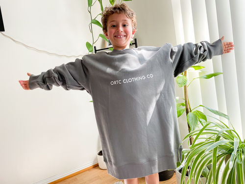 Customer photo review of Fleece Logo Crew Charcoal
