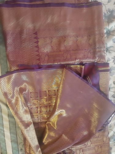 Customer photo review of Zarkashi: Kanjivaram Saree in the Shades of Golden Wine