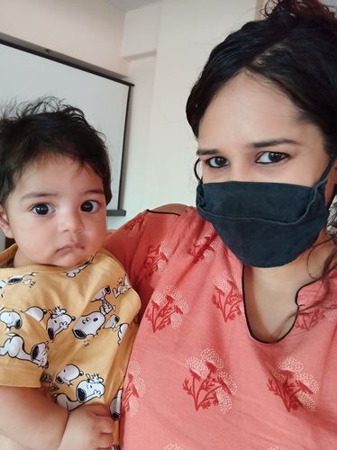 Customer photo review of Peach High Low Cold Shoulder Dress