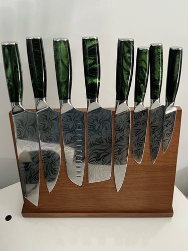 Customer photo review of "Wasabi" Collection - Premium Japanese Kitchen Knife Set with Green Resin Handle