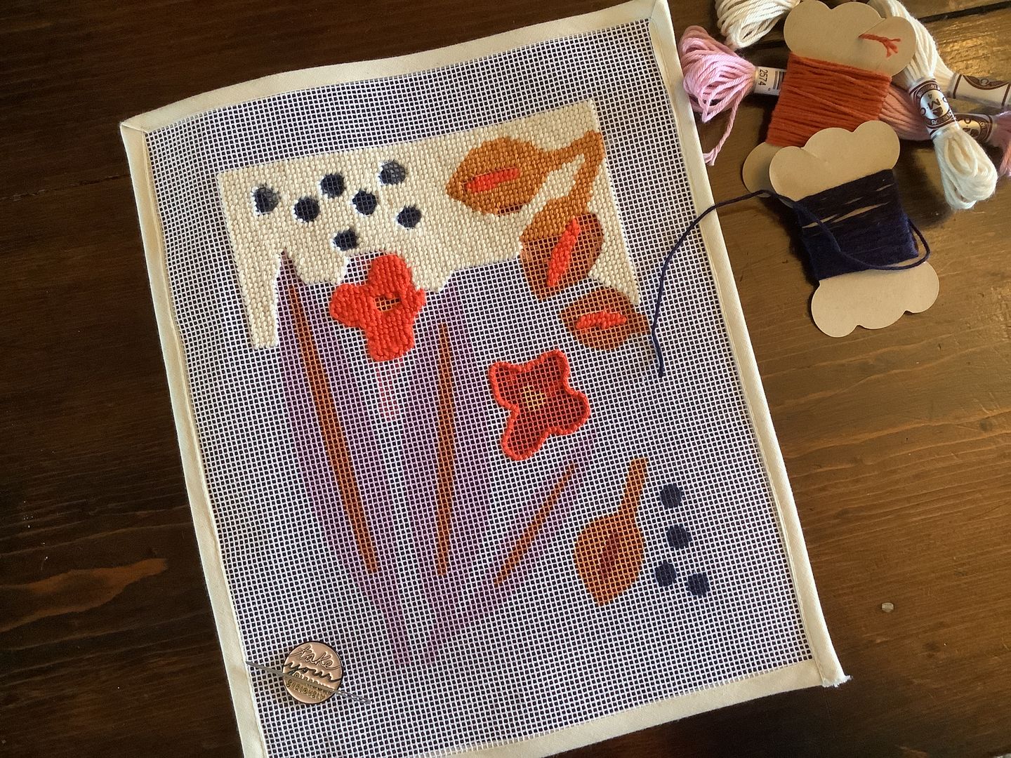 Customer photo review of Paper Flowers Beginner Needlepoint Kit