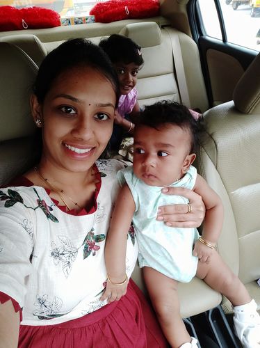 Customer photo review of Cream & Maroon Floral Maxi