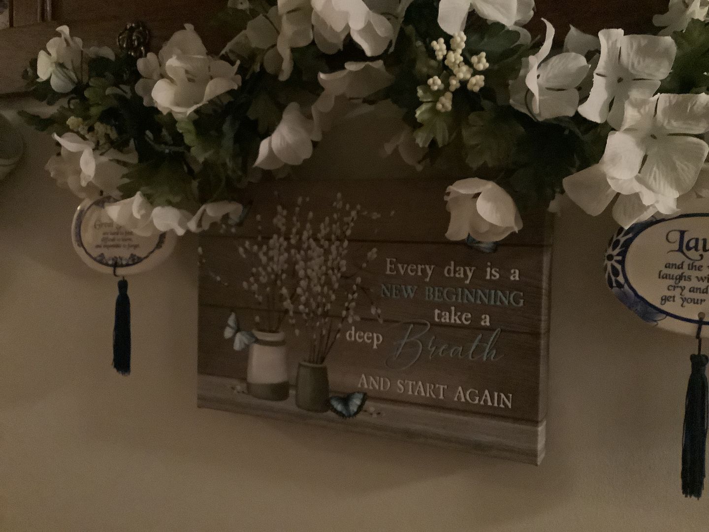 Customer photo review of Every day is a new beginning butterfly flower Christian wall art canvas
