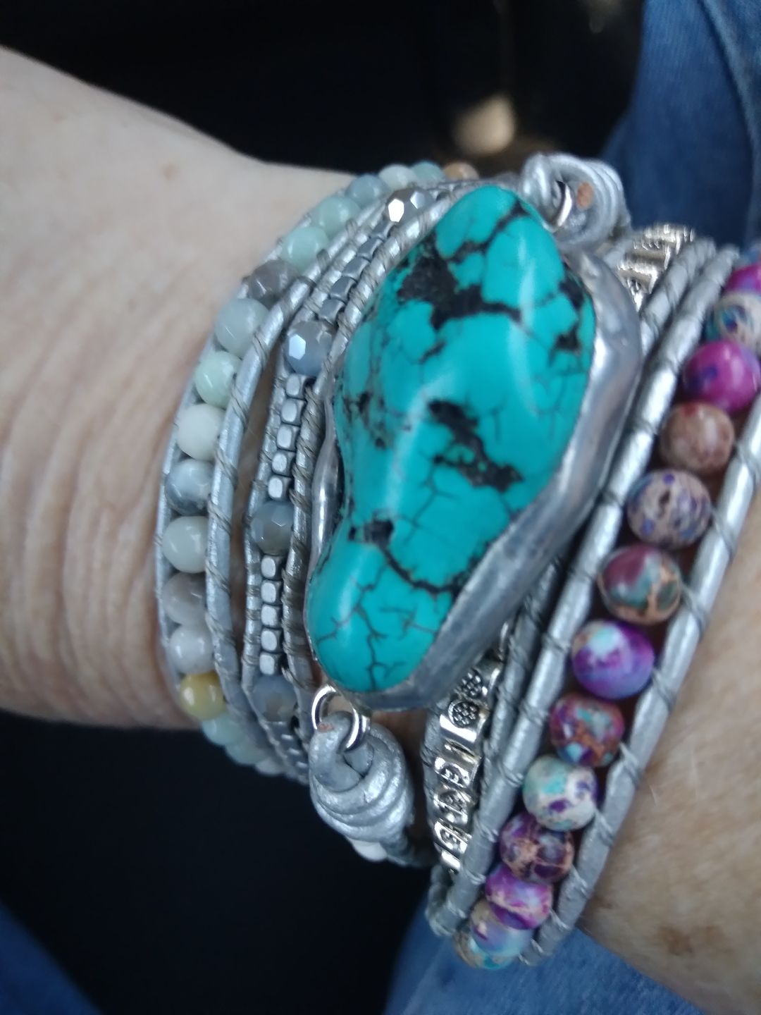 Customer photo review of The Turquoise Protection Wrap Bracelet
