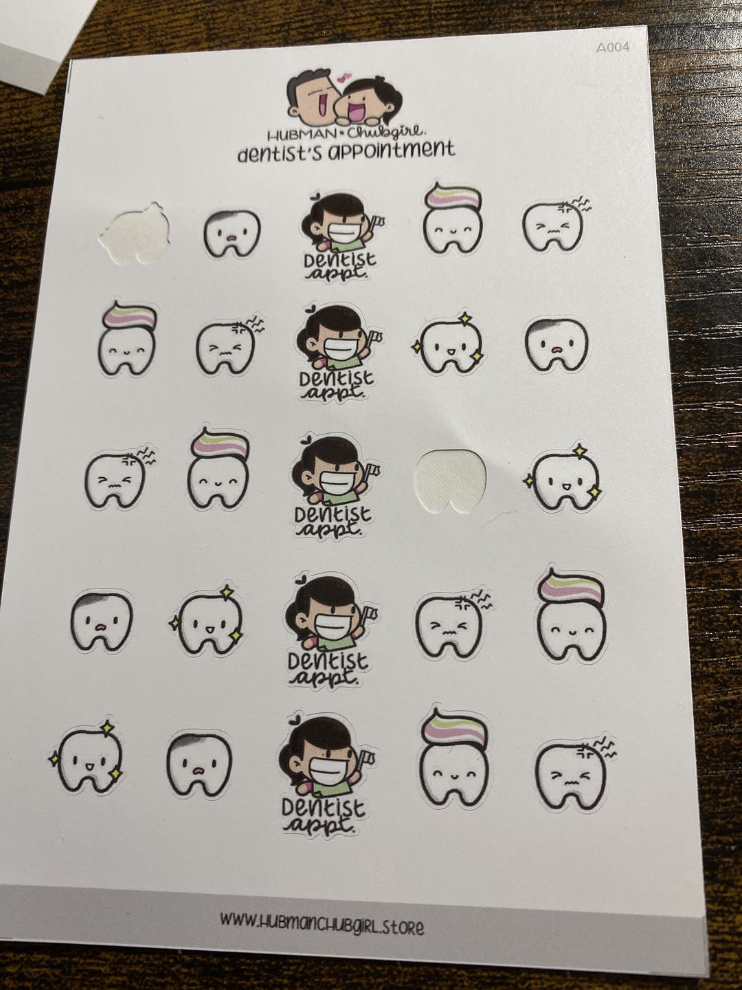 Customer photo review of Dentist Appointment Planner Stickers