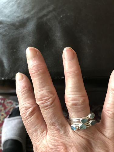 Customer photo review of Raw Aquamarine Ring Stacking Set Sterling Silver