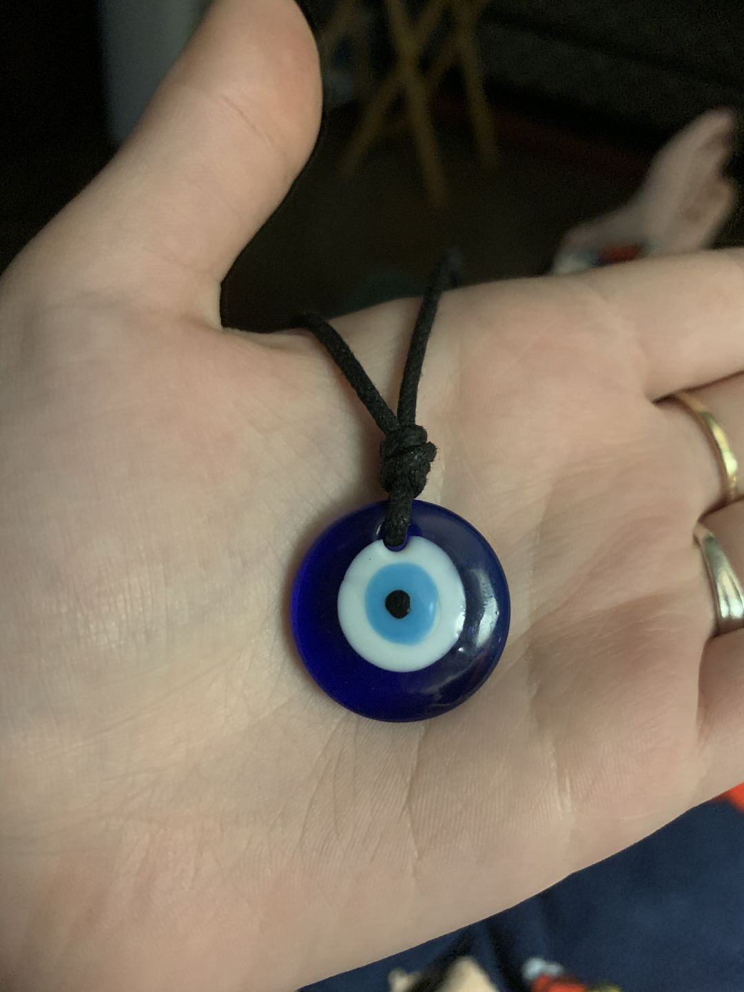 Customer photo review of Glass Evil Eye Good Luck and Protection Necklace