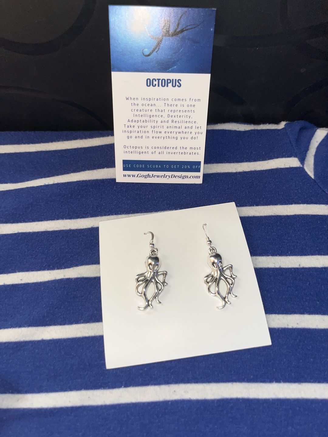 Customer photo review of Octopus Earrings to Symbolize Adaptability