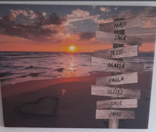 Customer photo review of Lienzo personalizado Corazon en la Playa