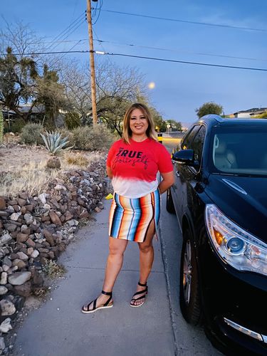 Customer photo review of Mexi Stripe Skirt