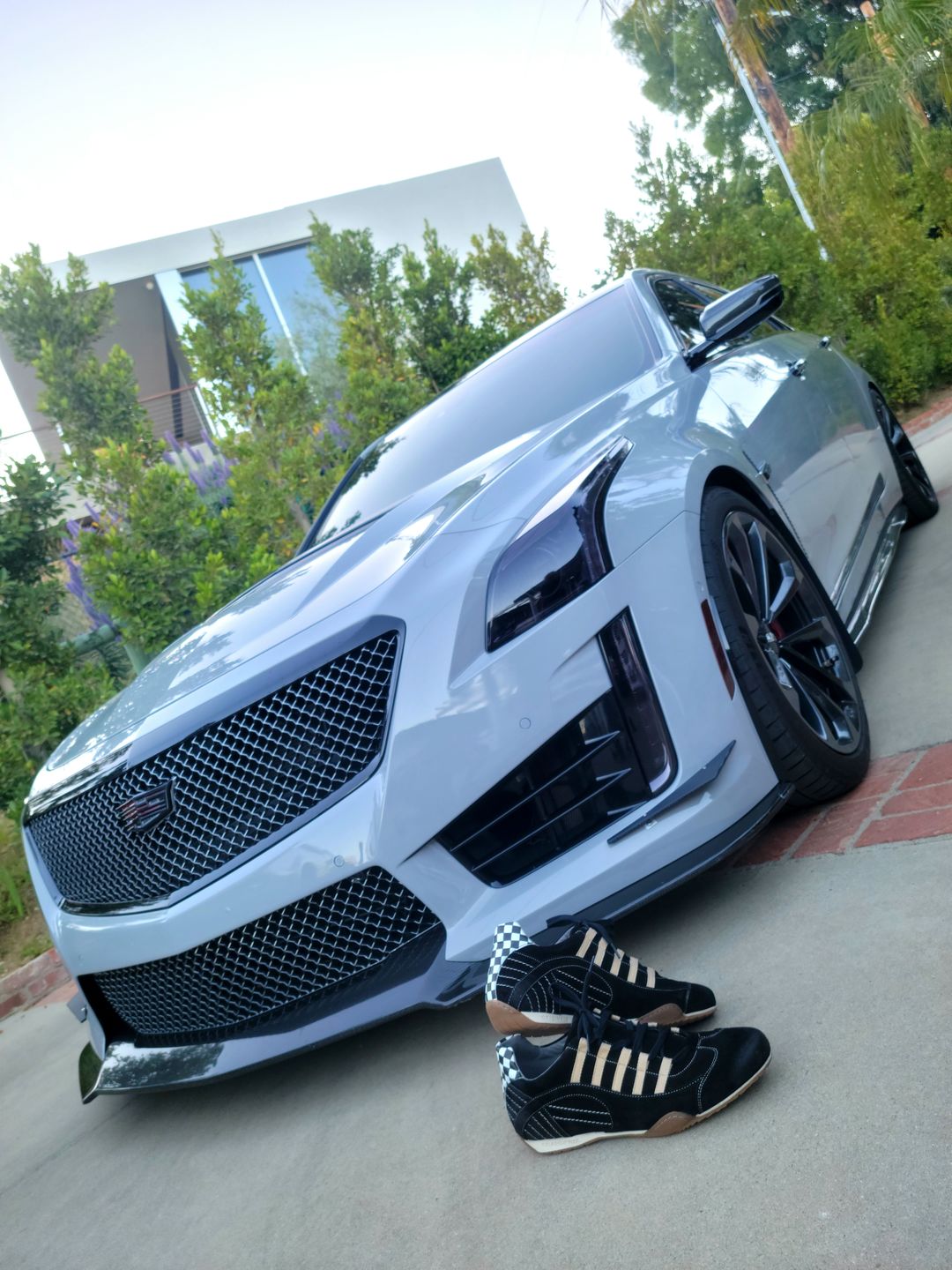 Customer photo review of Men's Racing Sneaker in Black & Gold Brushed/Sueded Napa