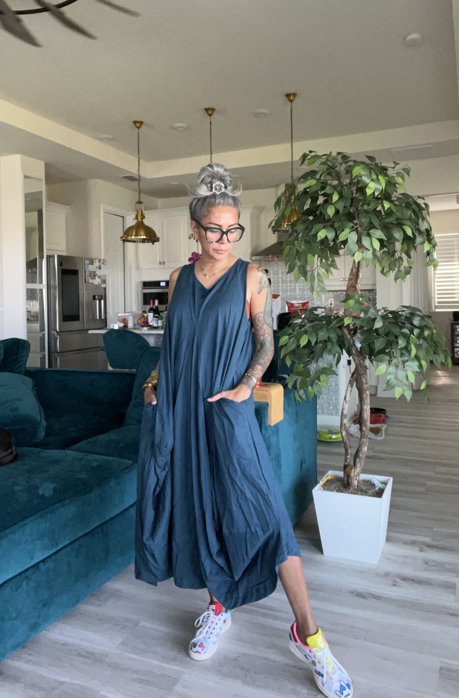 Customer photo review of Sleeveless Pocket Dress Shaia Teal