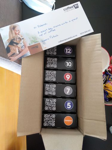 Customer photo review of Regular Starter Pack - 50 Capsules + Free Box Caramel Blend $29.25 - 48c per capsule