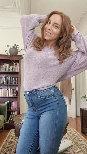 Customer photo review of Impact High Waisted Skinny Jeans - Indigo