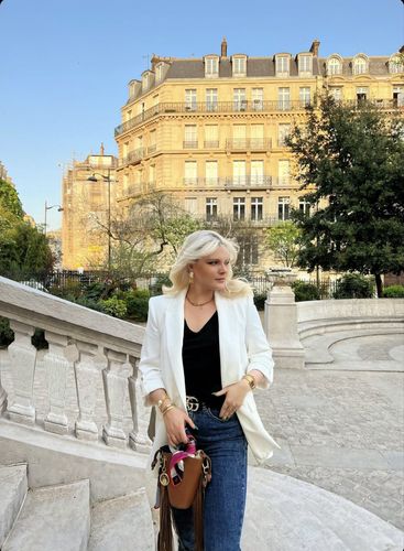 Customer photo review of Baroque Pearl Long Tassel Watch Chain Earrings