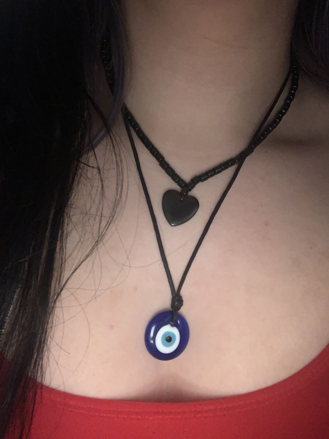 Customer photo review of Glass Evil Eye Good Luck and Protection Necklace