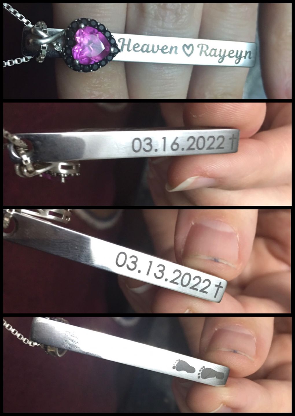 Customer photo review of Custom Fingerprint or Signature 3D Bar Necklace for Men, Brass and Stainless Steel