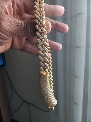 Customer photo review of 14K Gold Straight Edge Diamond Cuban Chain