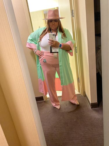 Customer photo review of Pink & Green Kimono-Final sale