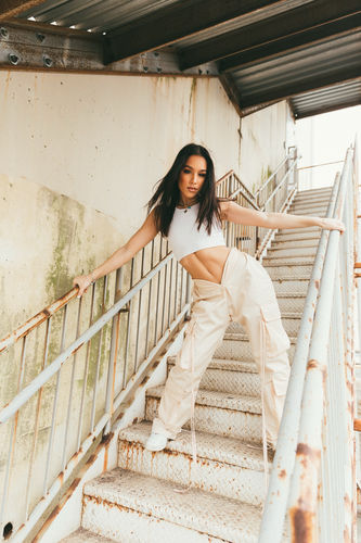 Customer photo review of V CUT Khaki Pants