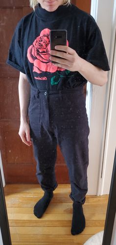 Customer photo review of Vintage Oklahoma Rose Mock Neck T Shirt Size XL