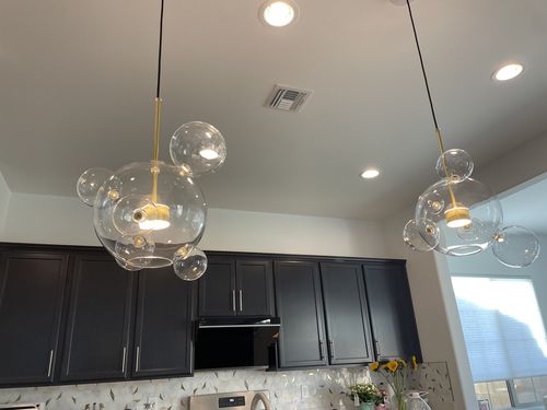 Customer photo review of Modern Bubble Glass Globe Pendant Light