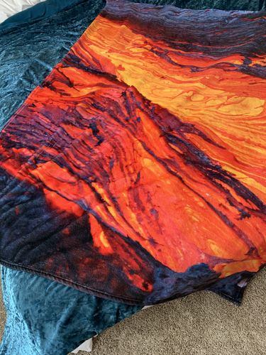 Customer photo review of Volcano Lava Print Blanket