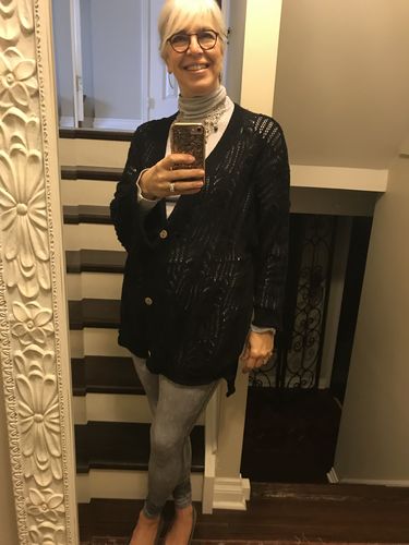 Customer photo review of Oversized Fern Cardigan (Black)