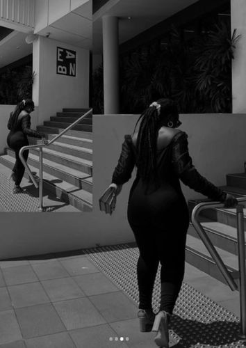 Customer photo review of Patchwork Mesh Pretty See-Through Jumpsuit