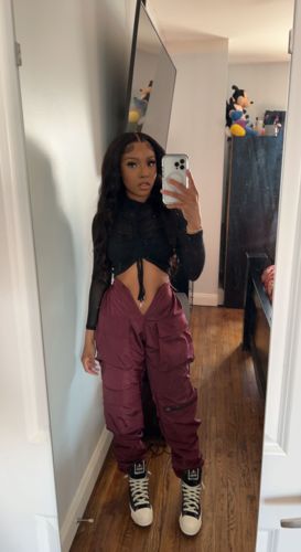 Customer photo review of V Cut Cargo Joggers Puce