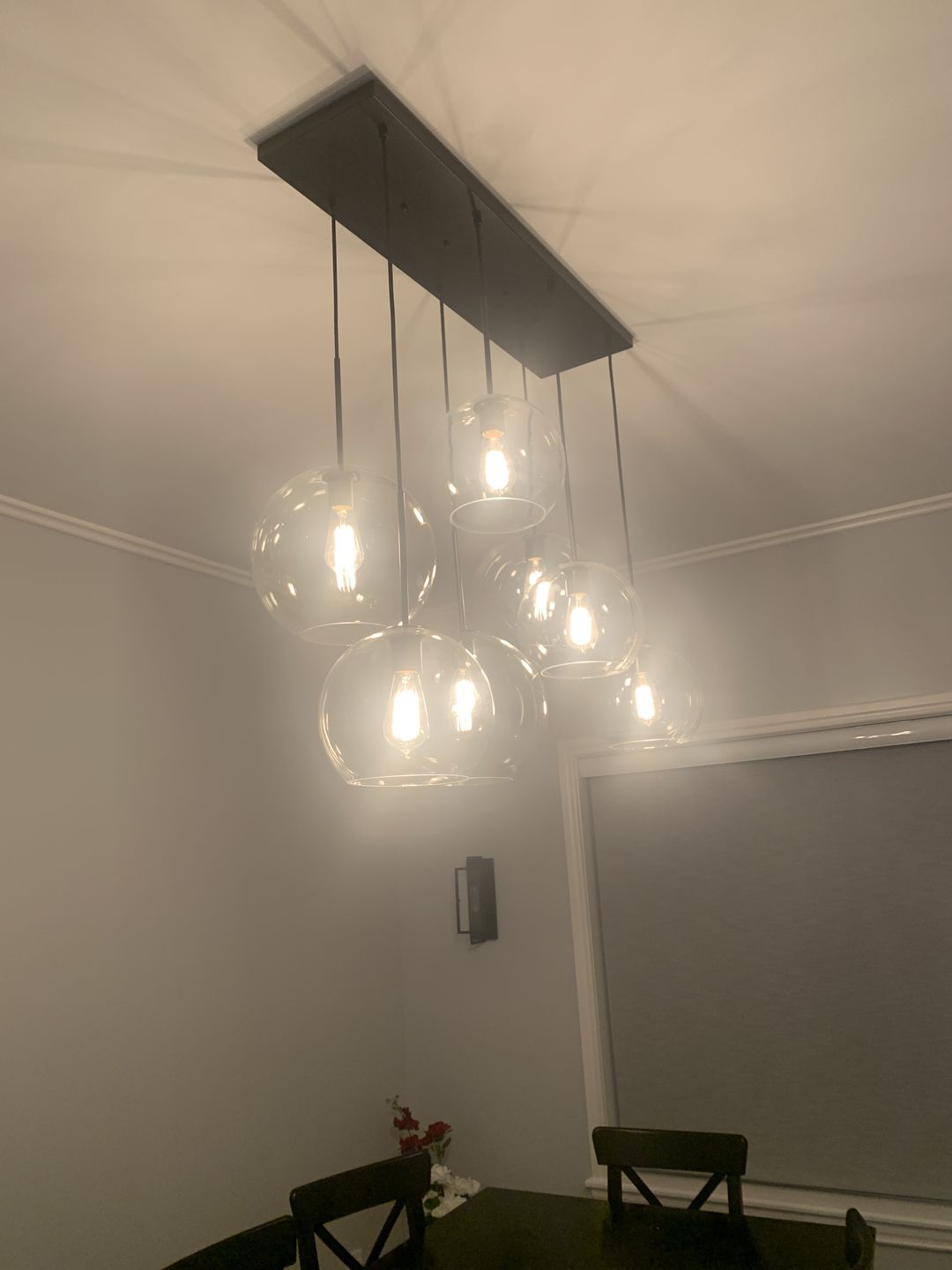 Customer photo review of Modern 7-Light Sculptural Glass Globe Pendant Chandelier