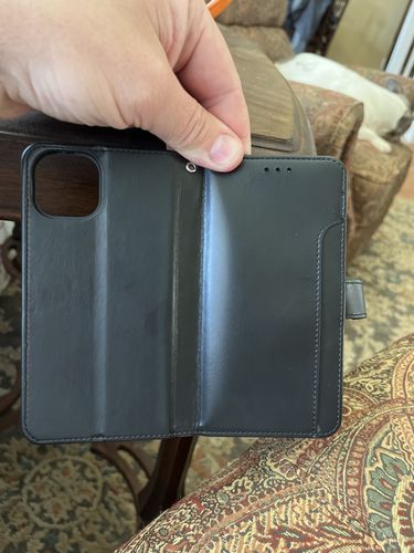 Customer photo review of Black Apple iPhone 13 Wallet Case - Leather Wallet Series