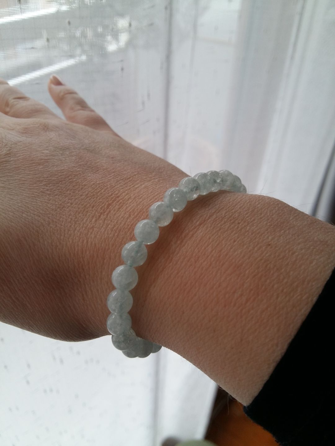 Customer photo review of Bracelet en Aigue Marine 10mm