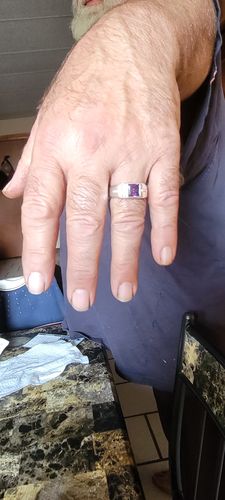 Customer photo review of Men's Ring 925 Sterling Silver with Natural Diamonds and Purple Amethyst