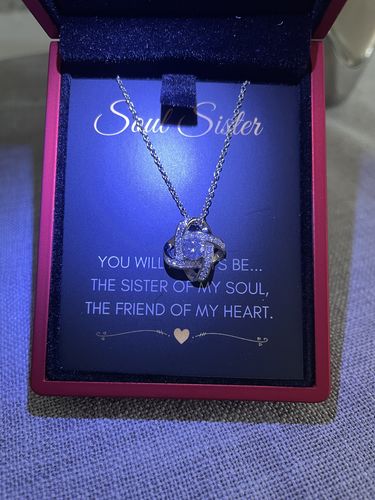 Customer photo review of To My Soul Sister Love Knot Necklace