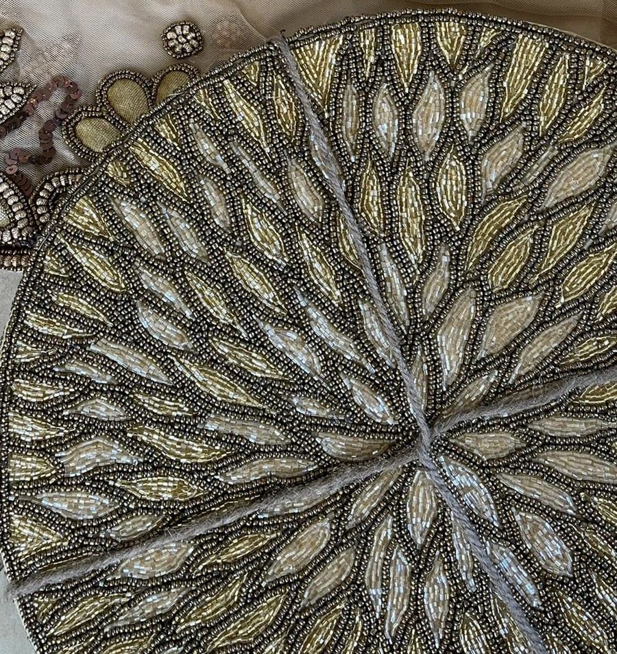 Customer photo review of Chrysanthemum Glass Bead Embroidered Placemats, Chargers / Set of 2 / 14in. Round in Gold