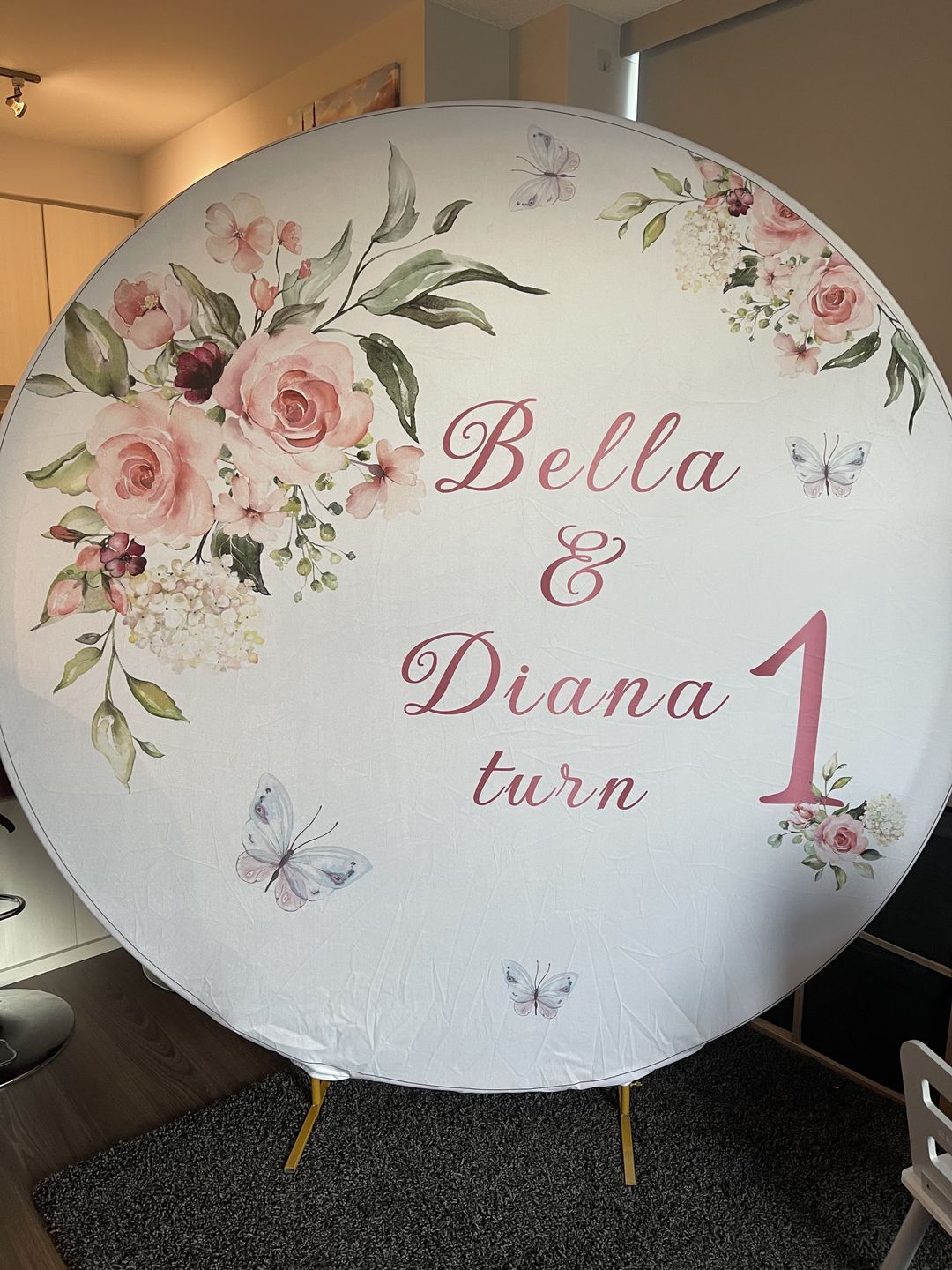 Customer photo review of Custom Round Fabric Backdrop for Birthday&Baby Shower&Wedding&Any Other Party