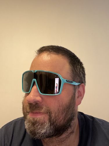 Customer photo review of Spinshield Aquamarine (slight mark on frame) Gloss Smoke Black Lens