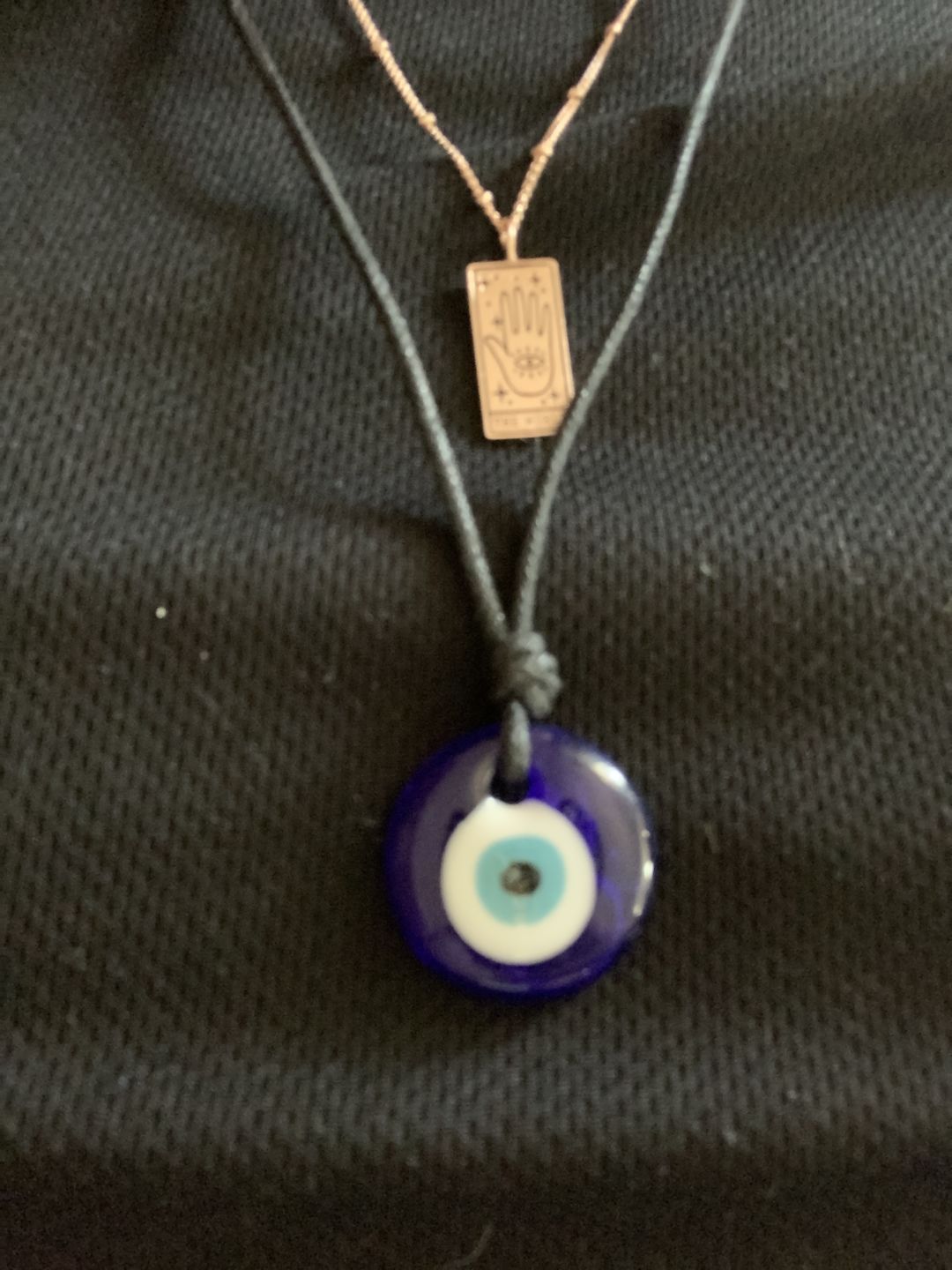 Customer photo review of Glass Evil Eye Good Luck and Protection Necklace