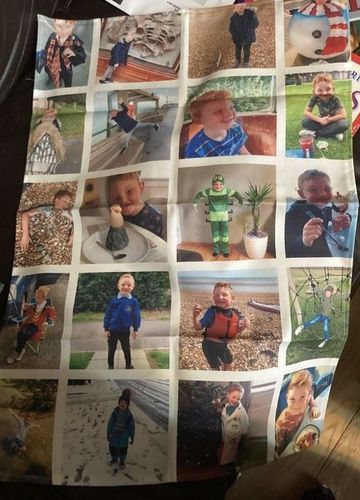 Customer photo review of Multi Photo Collage Tea Towel
