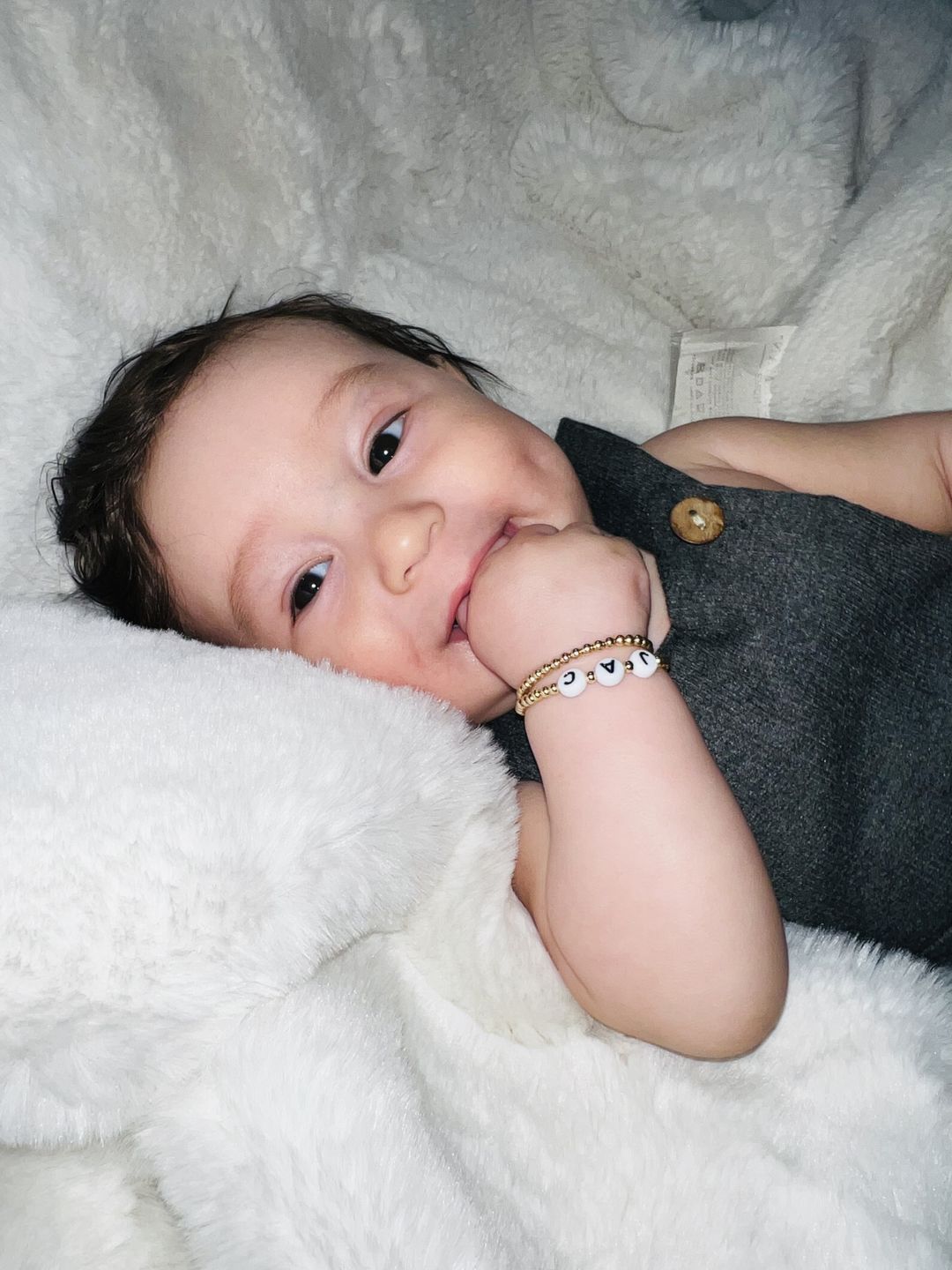 Customer photo review of Custom Letter Baby Bracelet (3MM+6MM beads)