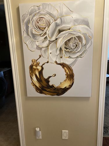 Customer photo review of 'Gold & White Floral' Framed Canvas