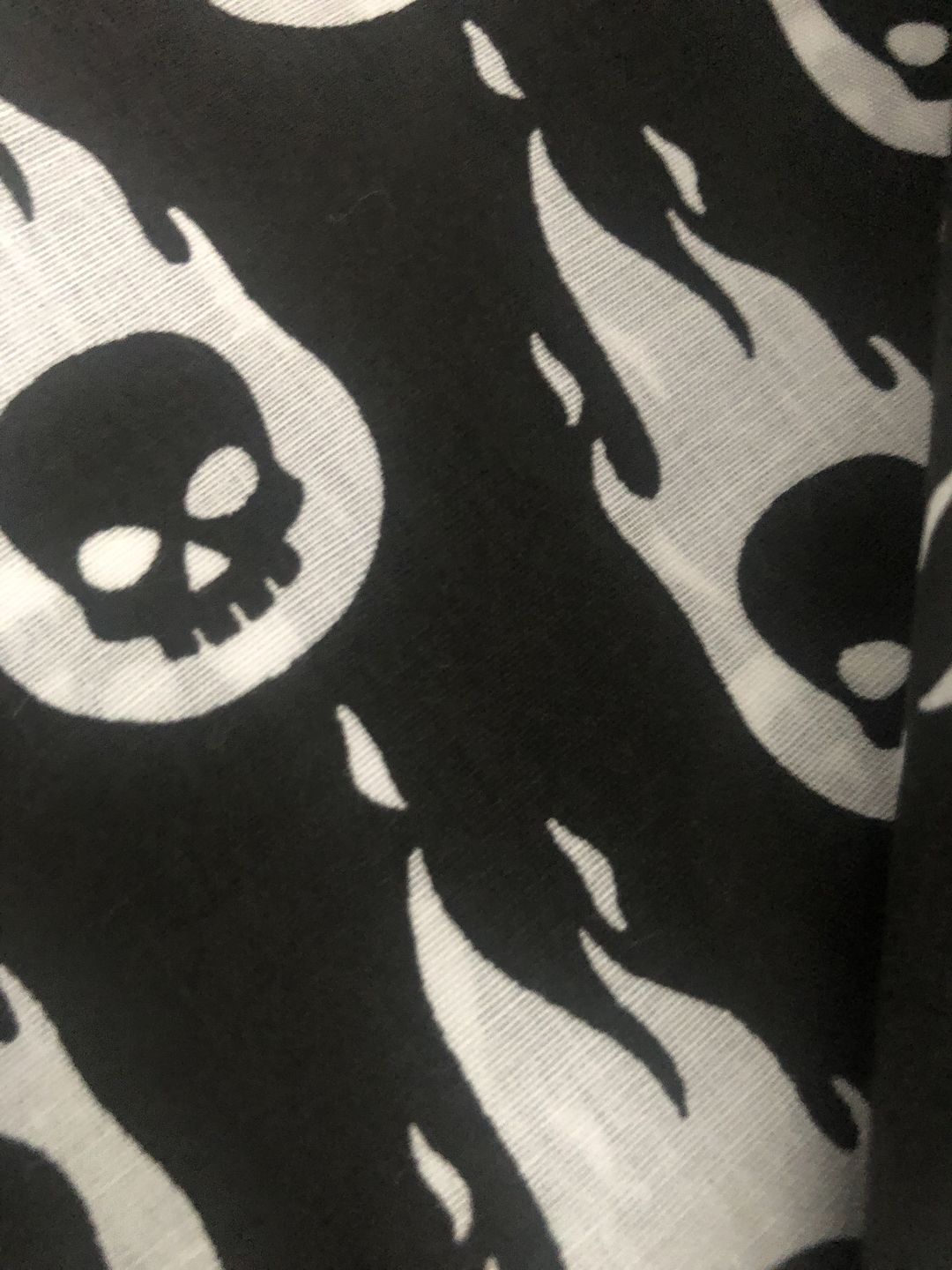 Customer photo review of Flaming Skulls Polycotton Fabric