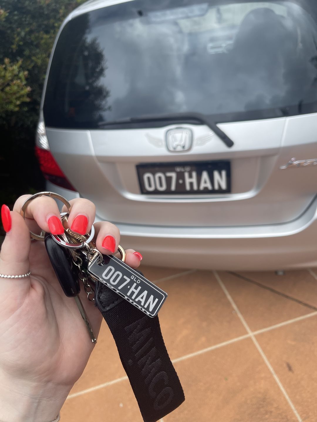 Customer photo review of QLD Classic Licence Plate Custom Keychain