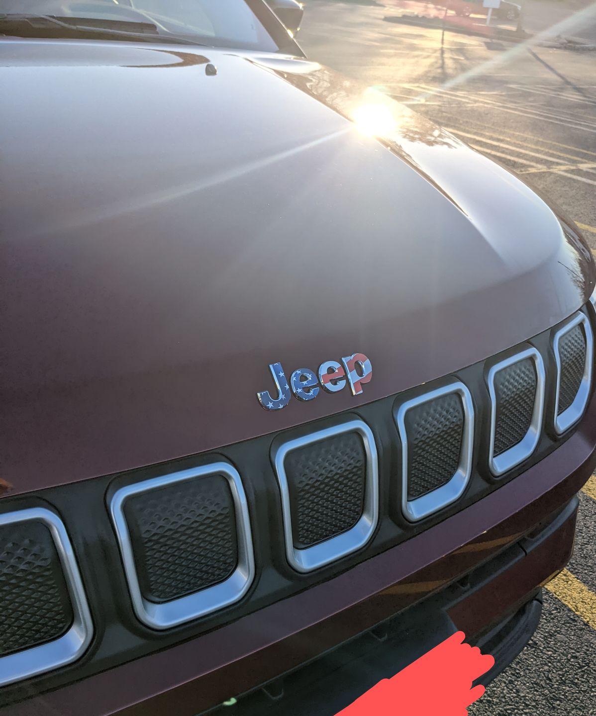 Customer photo review of JEEP Emblem Overlay Decals – American Flag Print | Fits Grand Cherokee, Cherokee, Compass, Renegade, Liberty & Patriot