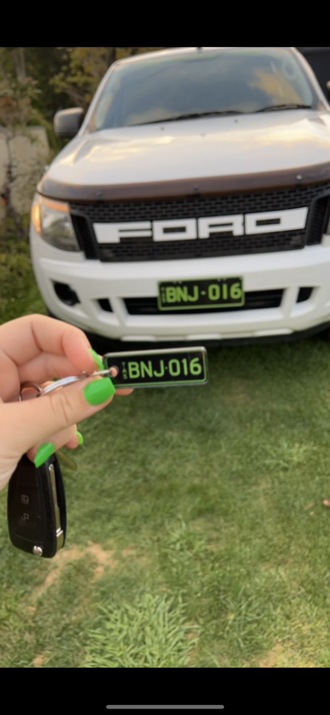 Customer photo review of TAS Colour Licence Plate Custom Keychain