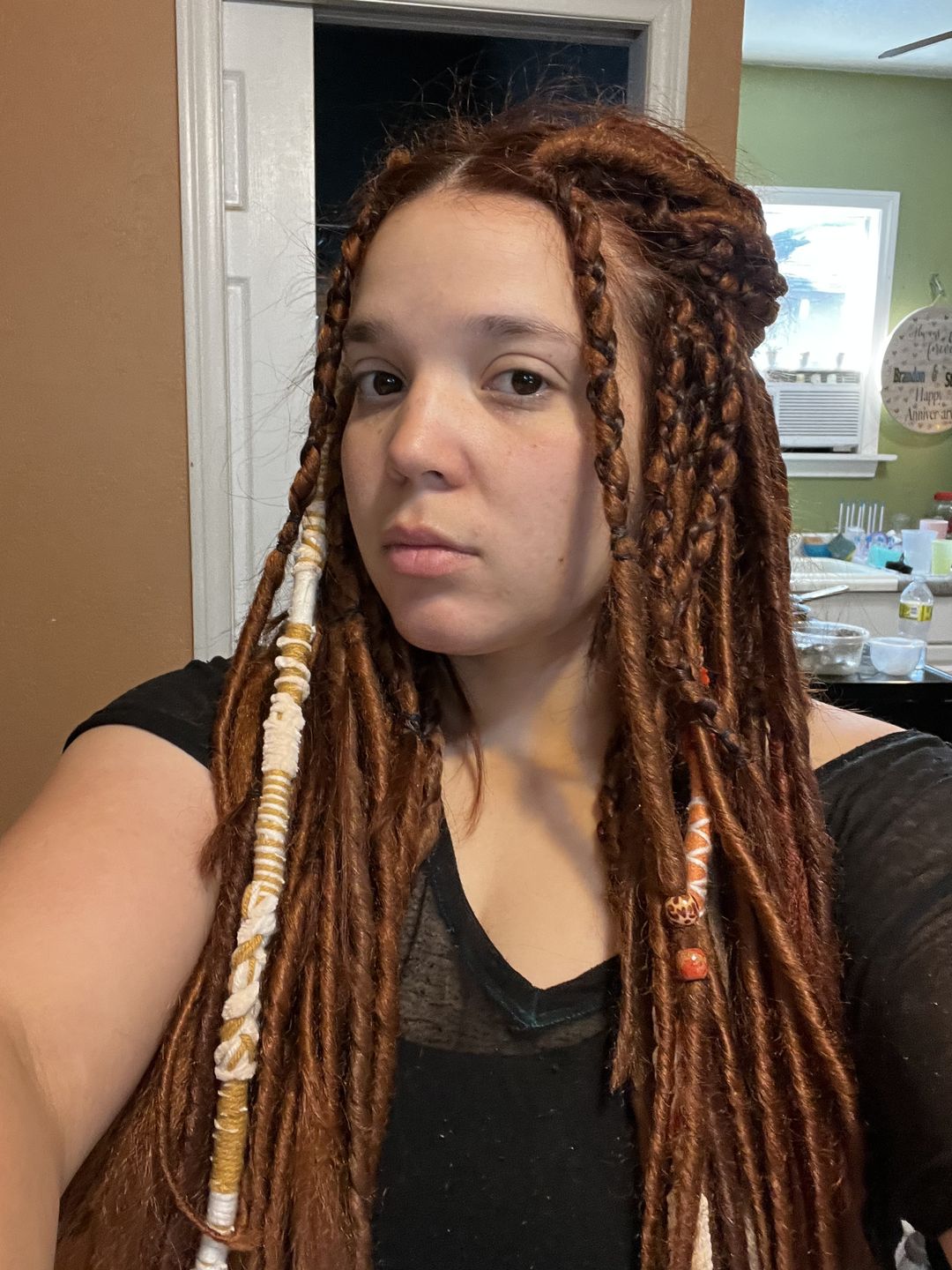 Customer photo review of Dark Red  - (1 pack of 5 Dreads)