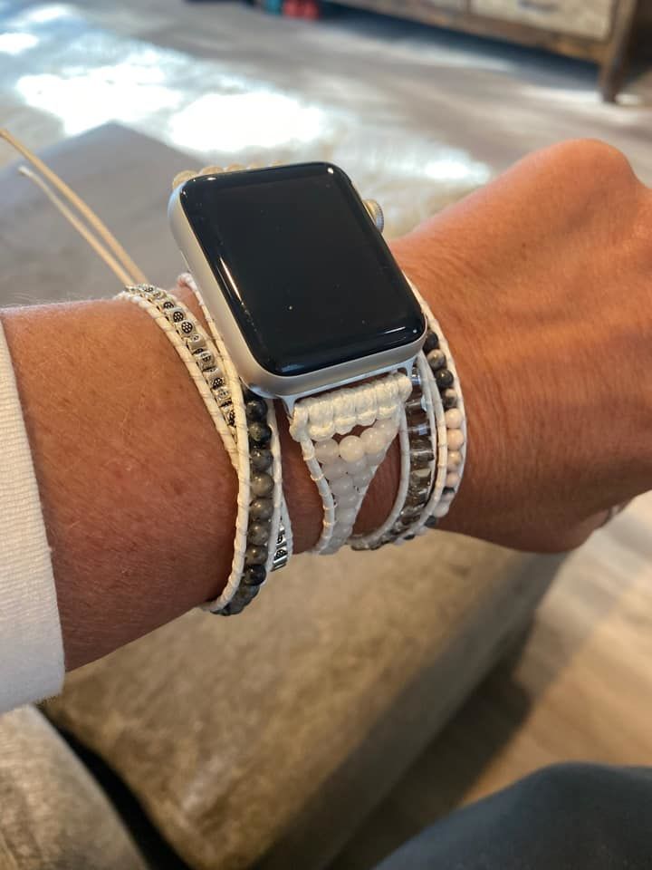 Customer photo review of White Labradorite Apple Watch Strap