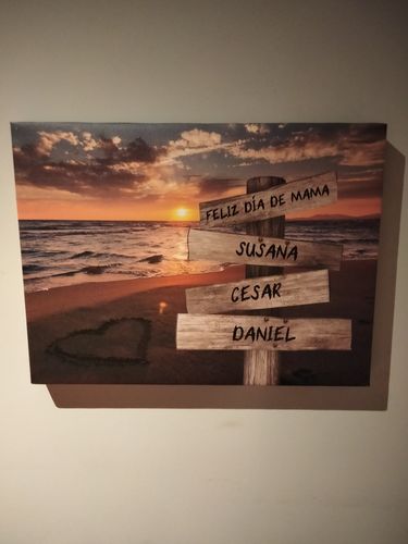 Customer photo review of Lienzo personalizado Corazon en la Playa
