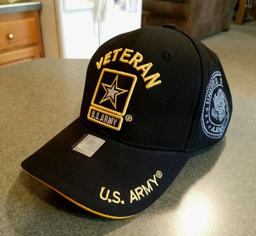 Customer photo review of U.S. ARMY hat cap Military VETERAN ARMY STRONG Licensed Baseball cap- Black/Gold